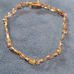 Natural Gemstones Bracelet 925 Silver Elegant Women's Bracelet 7.25" Length.